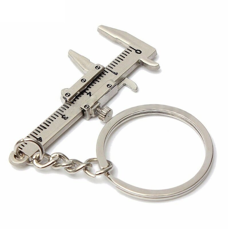 พวงกุญแจเวอร์เนียคาลิปเปอร์ขนาดเล็ก0-4ซม. แบบพกพาพวงกุญแจเครื่องมือวัดขนาดกุญแจอุปกรณ์ตกแต่งสวนของขวัญสุดสร้างสรรค์