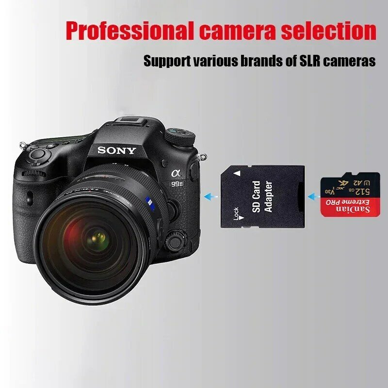 Sandian Extreme Pro kartu memori 128GB, adaptor kartu memori mikro SDXC UHS-I 256GB 64GB U3 V30 TF untuk kamera