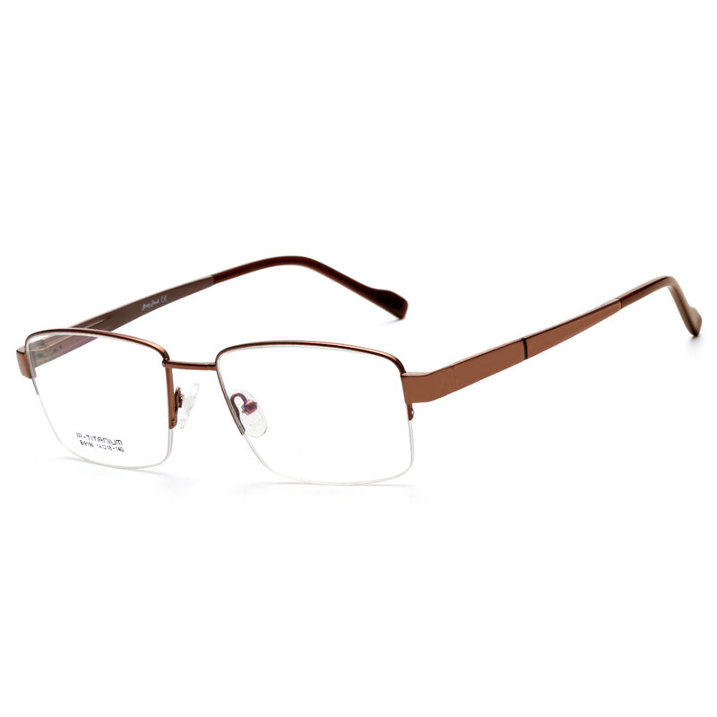 Óculos de titânio puro para homens, miopia e hipermetropia, prescrição progressiva, meio quadrado, óculos Business Spring Temple, 54mm