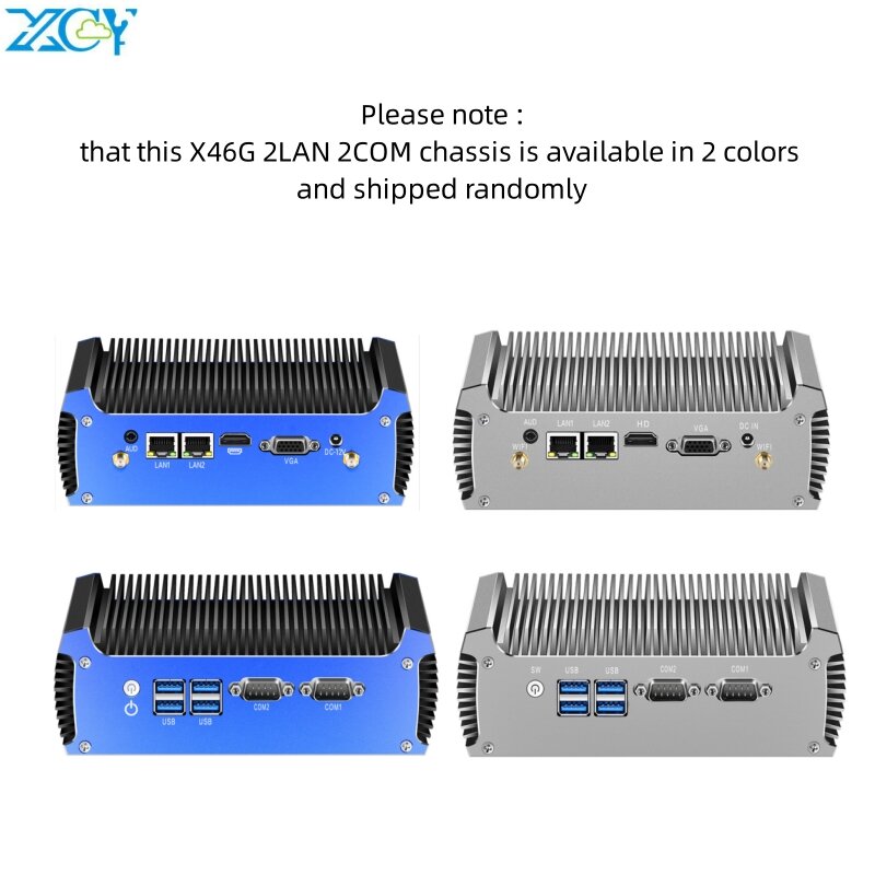 XCY-Mini PC Fanless com Thin Client, Computadores PC Industriais, Intel i7, 5500U, 4500U, Windows 10 Pro, Linux, Pfsense, Micro 2Lan, TV