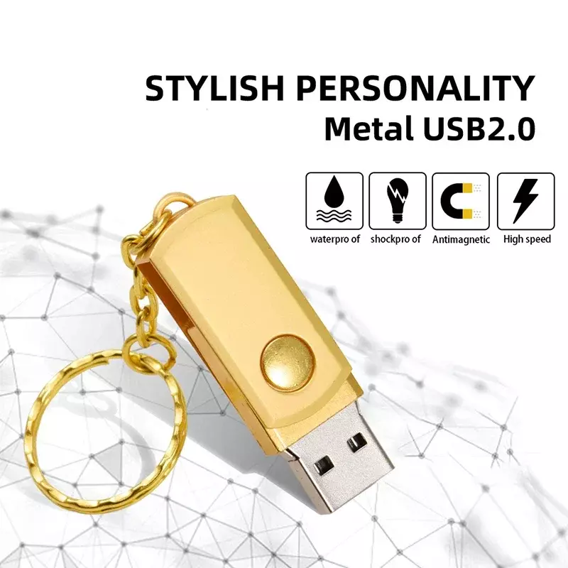 JASTER-High Speed Silver Metal Memory Stick, USB 3.0 Flash Drive, Disco U Rotativo, Logotipo Personalizado Grátis, 16GB, 32GB, 64GB, 128GB