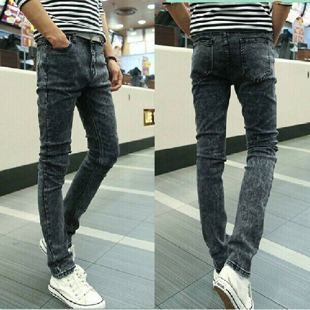 2024 wiosna i lato jeansy ze streczem męskie wąskie mała stopa na co dzień proste spodnie koreańska moda czarne spodnie odporny na plamy