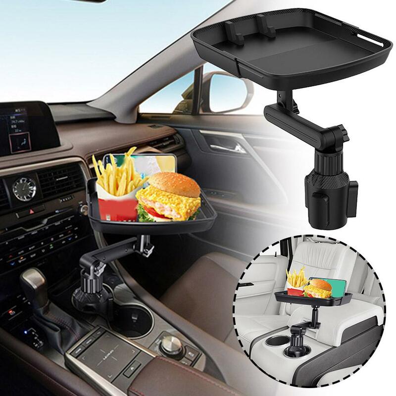 Portavasos portátil para coche, bandeja de comida, mesa expandida, soporte para taza, ajustable, Universal, para taza Ho T9K3