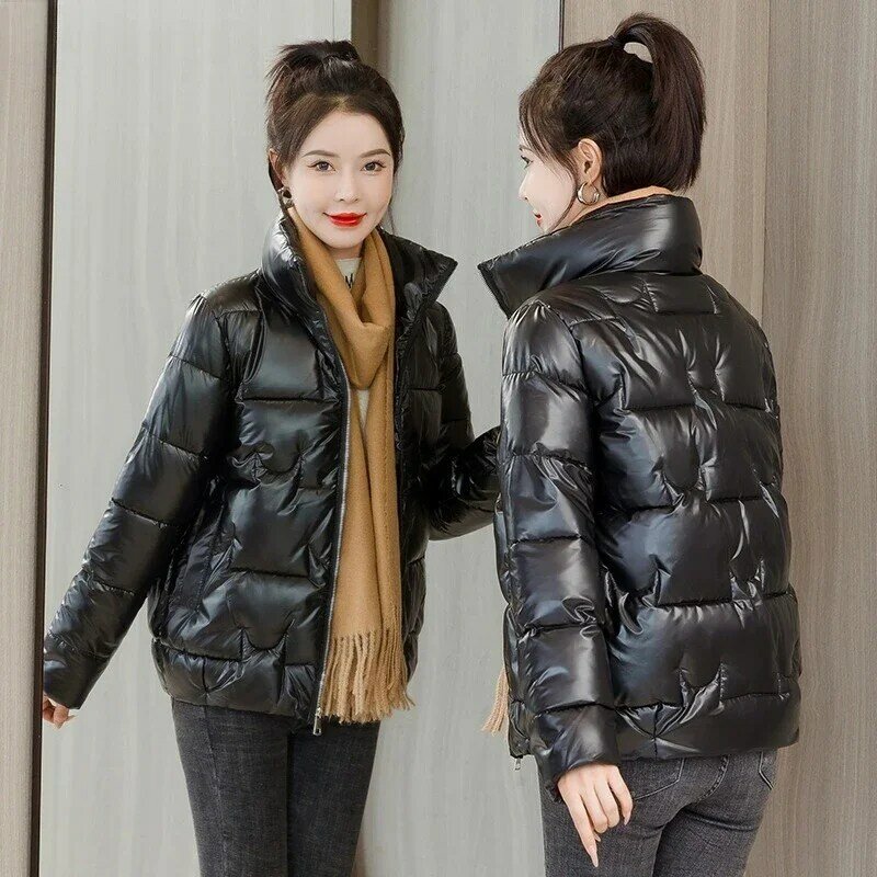 Parki damskie ze stójką fasola zielona słodka zimowa dziewczęca temperament Ins na cały mecz Casual koreańska moda modne zagęścić ciepłe
