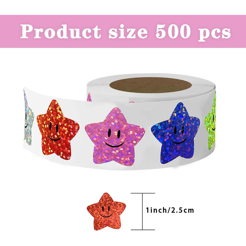 100-500 sztuk holograficzne naklejki z nagrodami w kształcie gwiazdy kolorowe samoprzylepne naklejki z gwiazdami wykres nagród dekoracyjne zabawki prezenty naklejki etykiety
