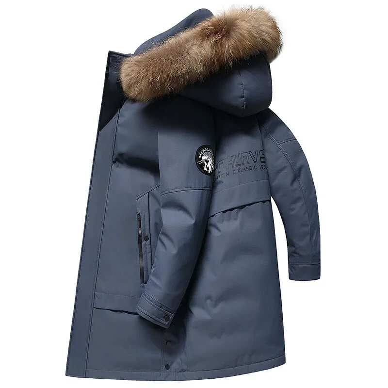 남성용 화이트 덕 다운 재킷, 따뜻한 코트 및 재킷, 미디엄 롱 퍼퍼 의류, 두꺼운 겨울 오버코트, FCY, 2024 신상