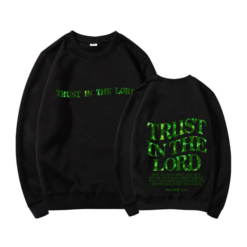 Women's Trust In The Casual Front And Back Printed Crewneck Long Sleeve Hoodless Hoodie Graphic Hoodie Women Pullover