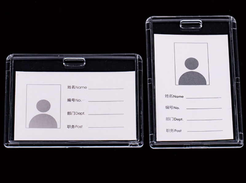 Plástico Rígido Transparente Vertical Horizontal ID Tag Business Pass Acesso Employee's Work Card Cover Case Badge Holder Sleeve