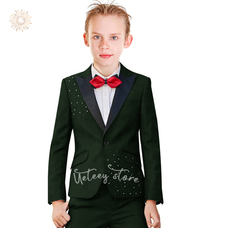 Jungen anzug 3-teiliger klassischer Slim Fit-Anzug für Jungen Solider Kinder anzug für Kleinkinder Hochzeits anzug für Abschluss ball party