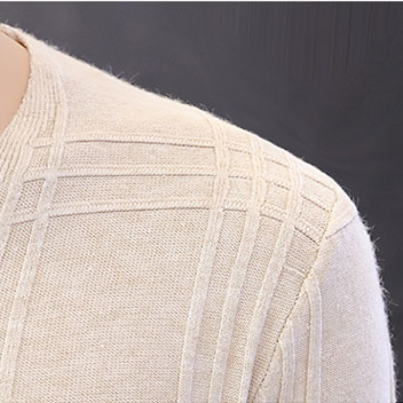 Suéter ajustado con cuello en V para hombre, Jersey transpirable clásico a rayas con estampado de otoño, novedad
