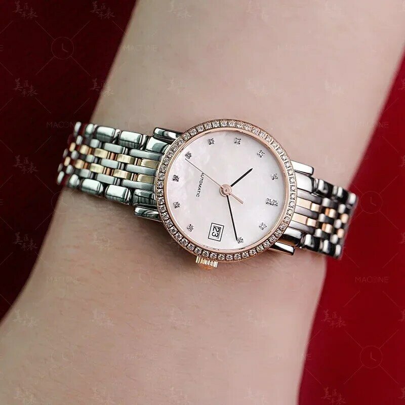 Luxury New Quartz Womens Watch Fashion Silver Rose Gold Diamond-Inlaid Mother-In-Law Stainless Steel Bracelet White Diamond Dial