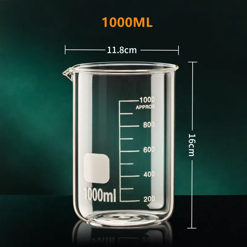 キッチン用透明ガラス測定カップ、耐熱性食品、環境カップ、ベーキングツール、50 ml、100 ml、150 ml、250 ml、500 ml、1000ml