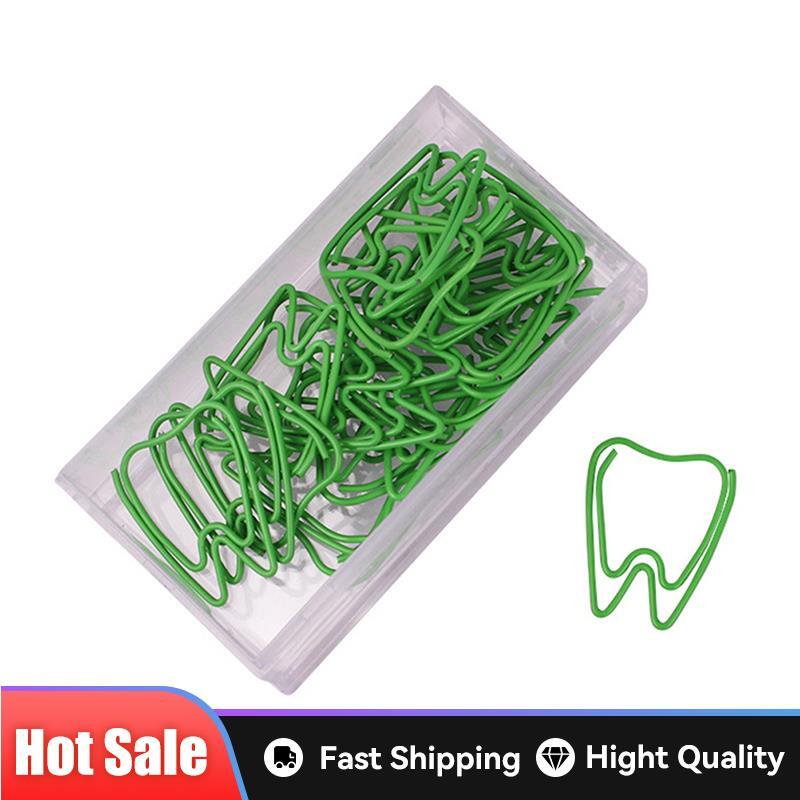 20pcs Creative Tooth Shape Paper Clips Note Metal Paperclip Binder Clips Dental Stationery Office Gift Supplies