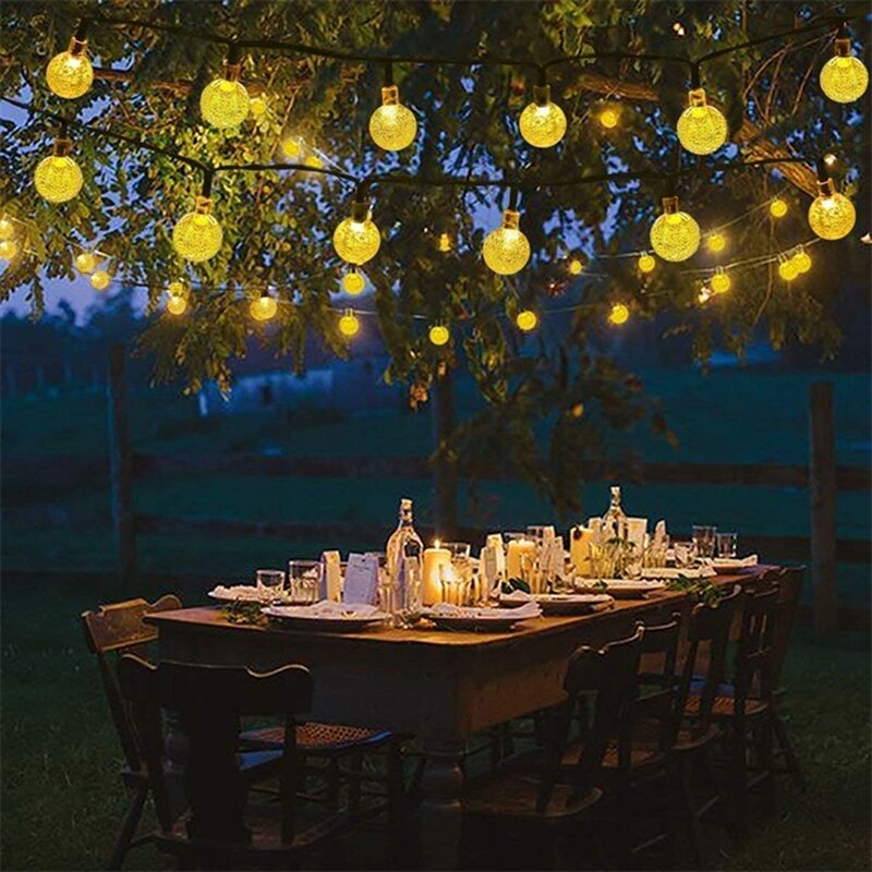 Solar String Lights Outdoor 50 LED Waterproof Crystal Globe Lights For Garden Yard Wedding Party Decor Durable Easy Install