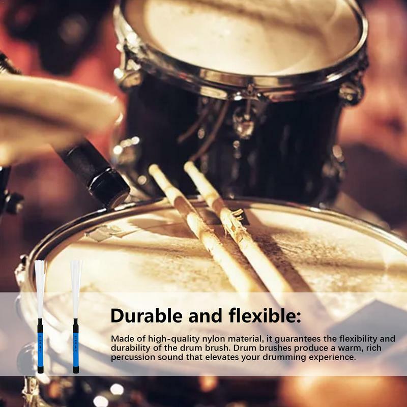 Pincéis de tambor definido para iniciantes e bateristas profissionais, percussão ajustável, durável, Jazz, acústico, tambor escovas, 2pcs