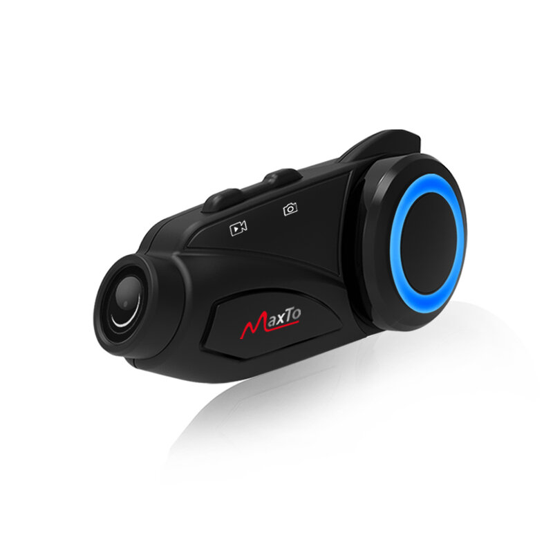MaxTo casco moto 1080p registratore fotocamera auricolare Bluetooth interfono WiFi impermeabile IP65