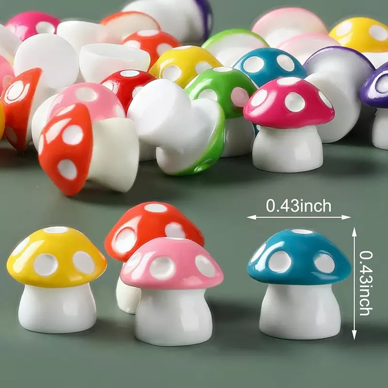 100 шт., миниатюрные фигурки маленьких грибов, разноцветные внутренние искусственные украшения для сада