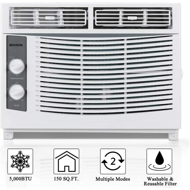 5000 BTU Air Conditioner Window Unit, 115V/60Hz AC for Window, Cooling Rooms up to 150 Sq. Ft, Easy Install Kit Included, White