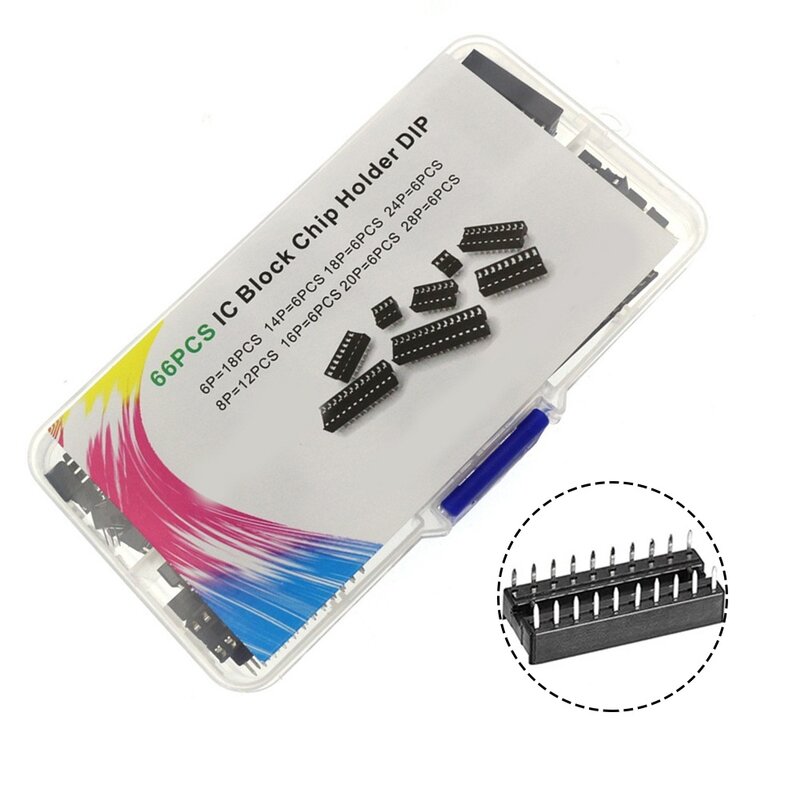 66pcs IC Chip Holder Set 6P To 28P Ranging Chip Holdersfor Locate The Desired IC Chip And Ensure Accurate Connections
