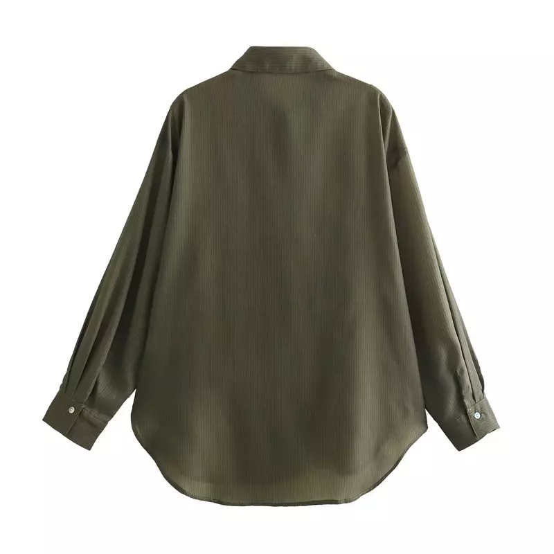 Camisa asimétrica informal para mujer, camisa holgada de manga larga con botones, Top único, 2024