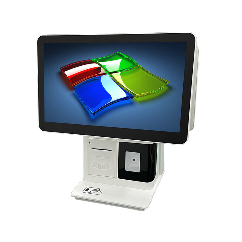 Терминал POS с одним или двумя экранами Windows с 2D сканером 58 мм Термопринтер Intel i3/i5 сенсорный экран Win10 кассовый аппарат
