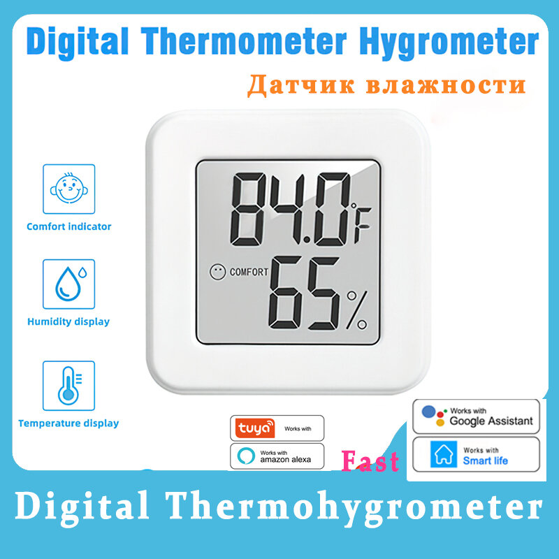 スマートホーム温度と湿度センサー,高精度デジタル温度計,Google Home alexa,スマートライフと湿度センサー