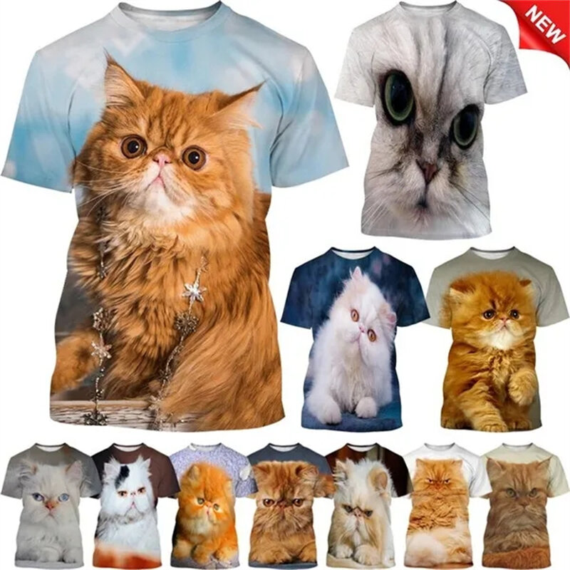 New 3D Printed Animal Persian Cat Cute Men's T-shirts Harajuku Casual Hip Hop Streetwear Funny TShirt Unisex Tees Tops Female