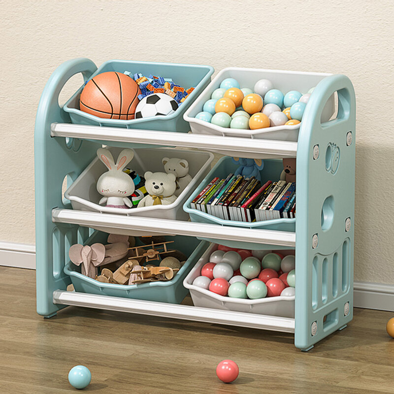 Kids Toy Storage Organizer With 6 Bins Multi-Purpose 3-Tier Shelf Storage Cabinet Unit For Playroom Living Room Nursery Room