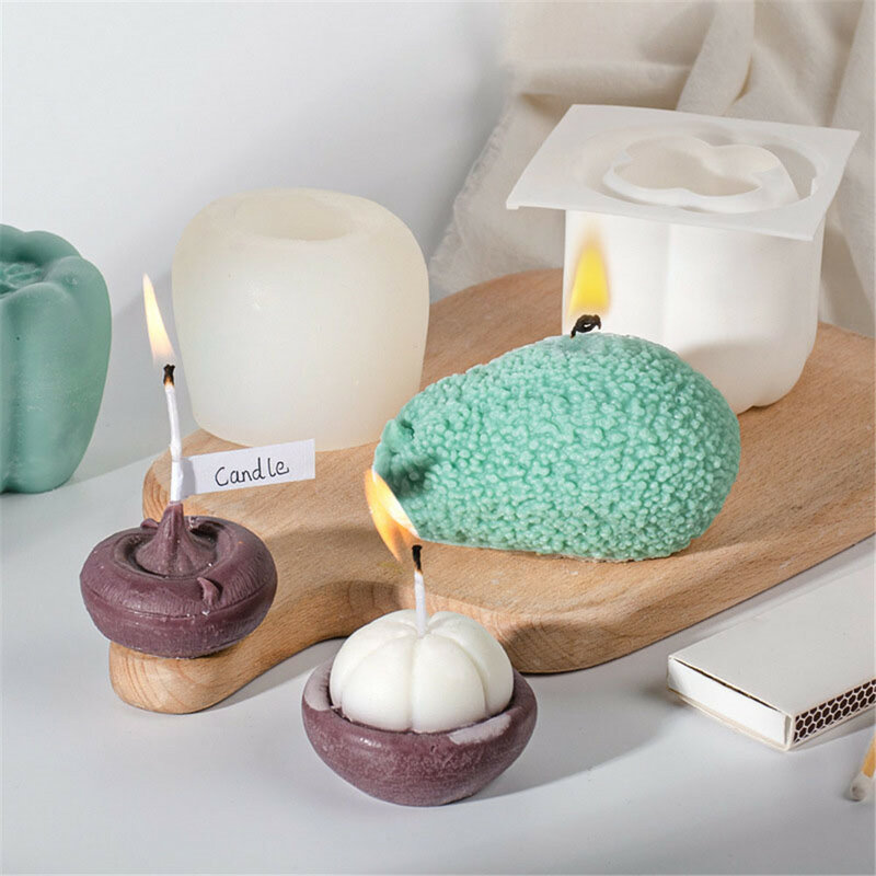 Molde de vela de silicona para decoración del hogar, juego de fabricación de yeso de resina de jabón con forma de pimienta, molde de hielo de pastel de Chocolate, regalo lindo, fruta naranja 3D