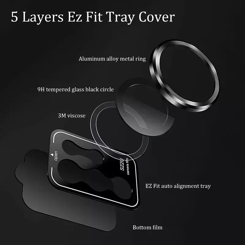 Protector de anillo de Metal para cámara Samsung Galaxy S23 Ultra, película de lente de cámara S23ultra, vidrio templado trasero