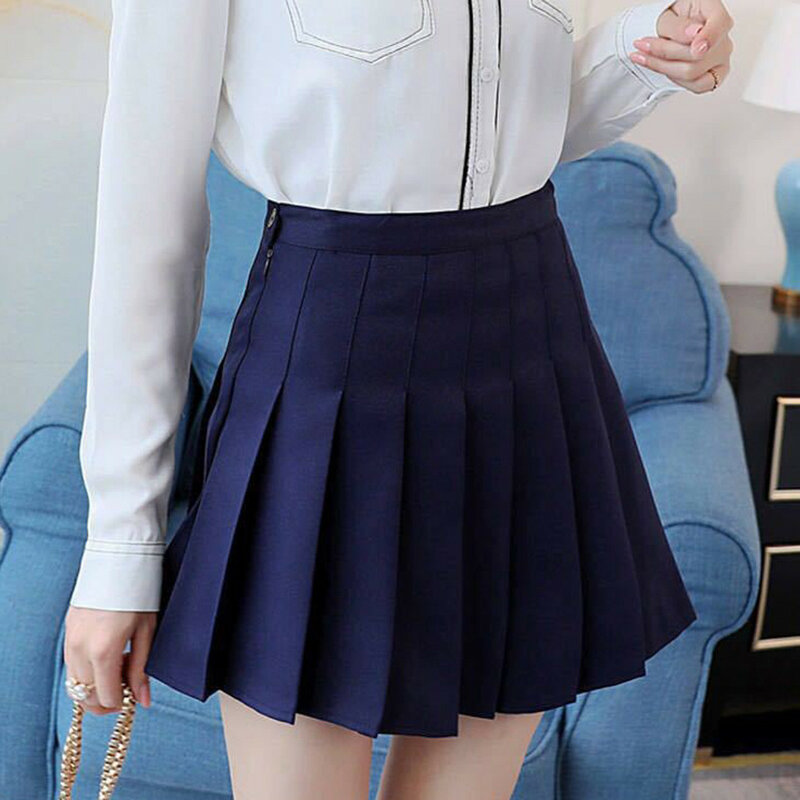 Falda plisada de cintura alta para verano, minivestido corto informal de tenis, ajustado, Simple, de talla grande, Color liso, 2024