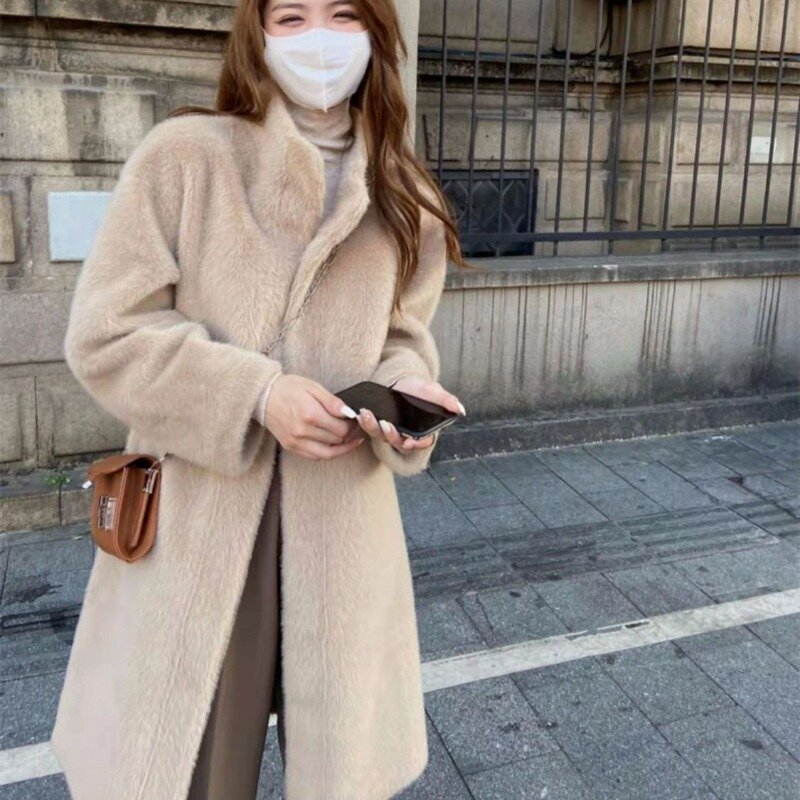 2023 Mink Plush Coat for Women's Fashion High Grade Fur One Piece Long Lazy Autumn and Winter Loose Soft and Comfortable Coat