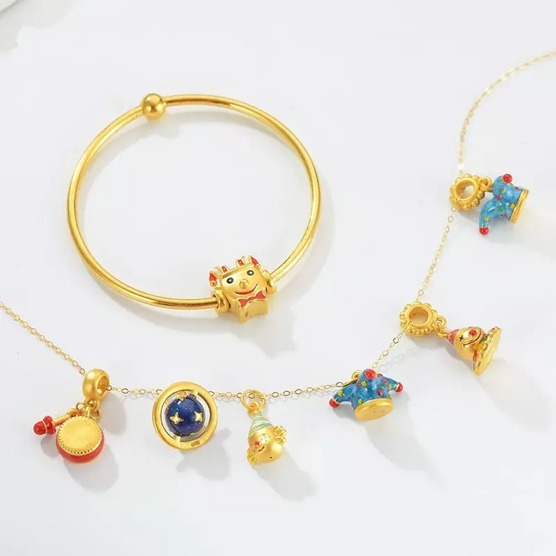 Bracelet de clown exagéré perlé unique pour hommes et femmes, or antique, artisanat, charme, bijoux en argent, réservation de Noël, design original