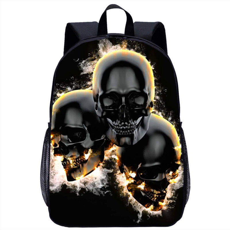 Backpack with Cool Flame Skull Girls Boys School Bag Student Book Bag Laptop Bag Teenager Daily Casual Storage Travel Backpacks