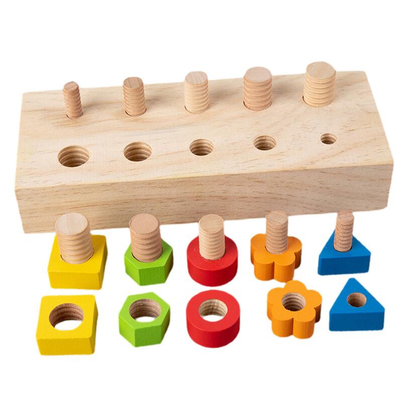 Montessori Wood Nuts and Bolts Board Toy for Birthday Gift Learning Educational Develop Fine  Entertaining  Material