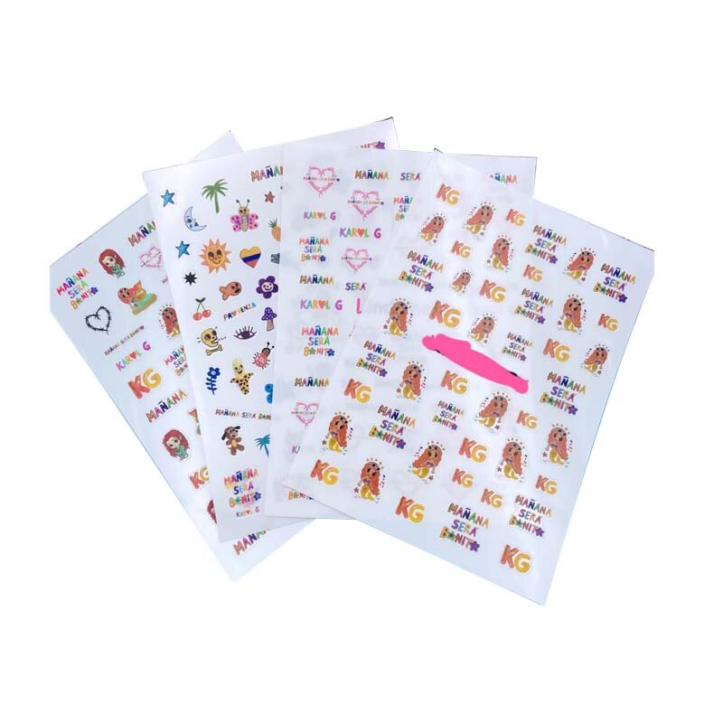 Fashion Japanese Style Thin Traceless Nail Stickers Carton Girls Red Hair Love Heart Serious Back Glue Dry Nail Decals Nail Art