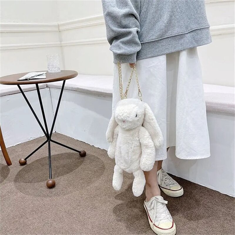 Kaninchen puppe Plüsch Umhängetasche lässig Mode Handtasche Ketten riemen Umhängetasche Hase Cartoon Kaninchen Plüsch taschen für Mädchen