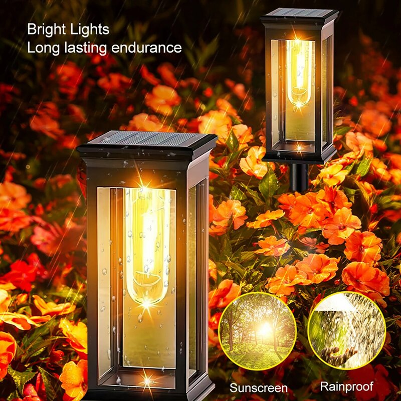 Lampes solaires d'extérieur à LED, ampoule à filament de tungstène, éclairage de chemin, éclairage de passerelle, étanche, paysage, cour, allée de pelouse