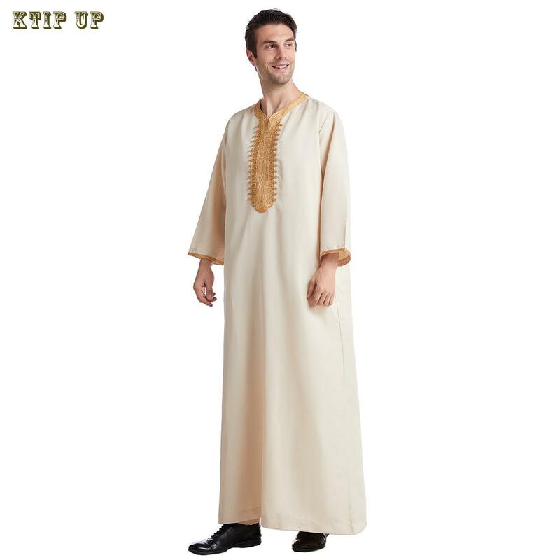 Jubah Muslim Pria Pakaian Islami Dubai Arab Abaya Kaftan Idul Fitri Doa Maxi Jubba Thobe Man Kostum Tradisional Kurta