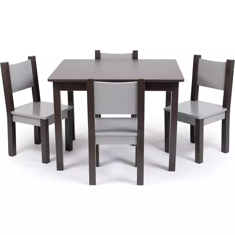 Espresso/Grey Modern Table Set Tables and Chairs for Children Tables & Sets 4 Chairs-Toddler Freight Free Daycare Furniture Kids