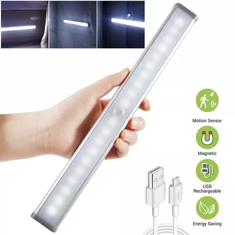 USB Rechargeable Portable Wireless PIR Motion Sensor Light LED Night Light for Cabinet Kitchen Closet Cupboard Stairs Lamp Bedr