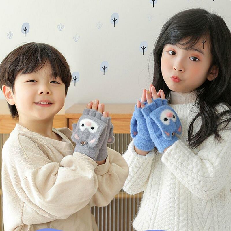 Śliczne dla dzieci kształt niedźwiedzia dzieci rękawiczki na pół palca rękawiczki koreański, dzianinowy bez palców rękawiczki dziecięce rękawiczki z klapką