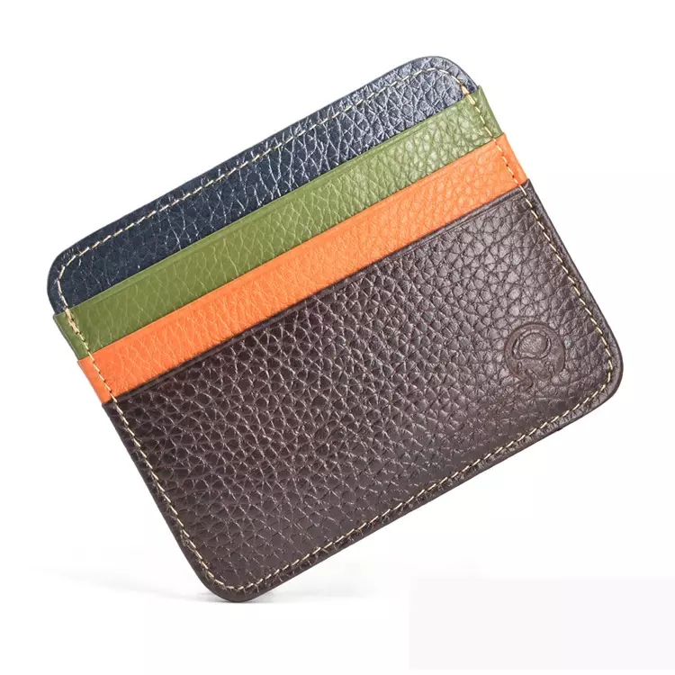 Retro First Layer Genuine Leather Card Bag with 7 Slot Super Thin 100% Real Leather Bank Card Holder Coin Purse Sort Wallet