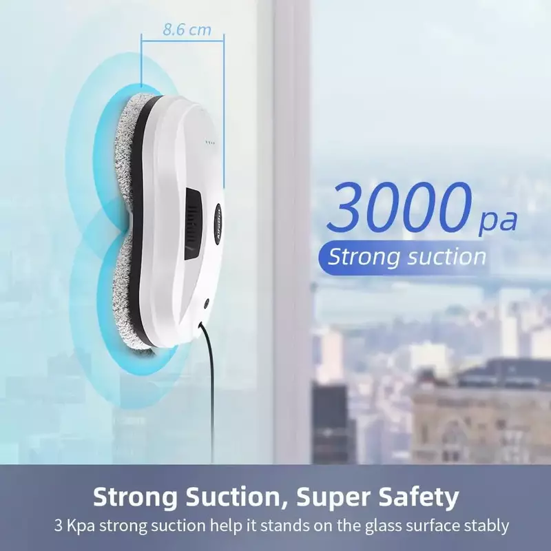 AlfaBot Window Cleaner Robot, X7 Smart Window Vacuum Cleaner with Automatic Water Spray, Glass Cleaning Robot