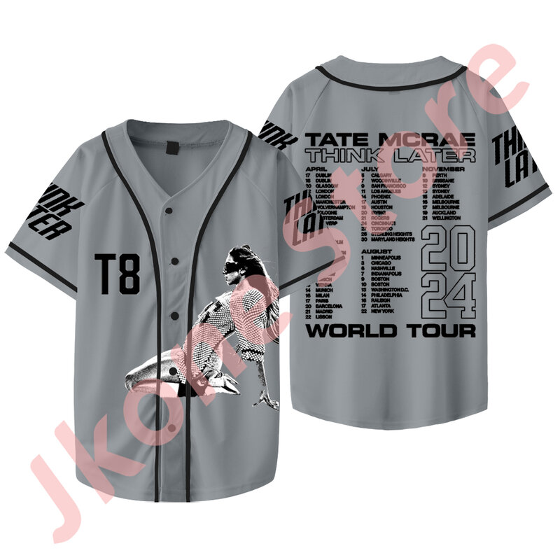 Camisola de manga curta masculina e feminina, Tate McRae Think Later World Tour Merch Jersey, moda casual, verão