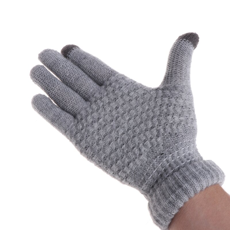 97be homem mulher de malha inverno quente tela sensível ao toque luvas unisex pulso sólido aquecedor guantes