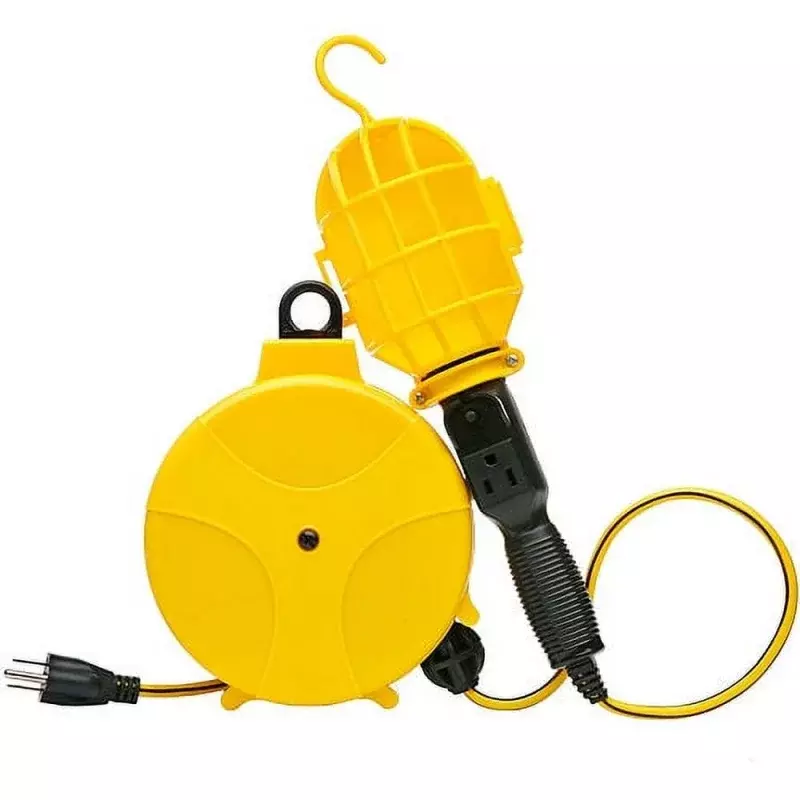 Дизайнерская выдвижная катушка для шнура Edge E216, 20 дюймов, желтого цвета, с ручными рабочими фарами