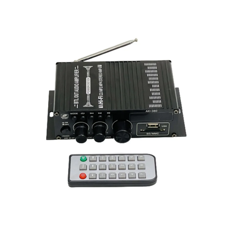 AK380 Hifi Audio Home Digital Amplifiers Car Audio Bass Power Bluetooth Amplifier FM USB SD Radio Subwoofer Speakers