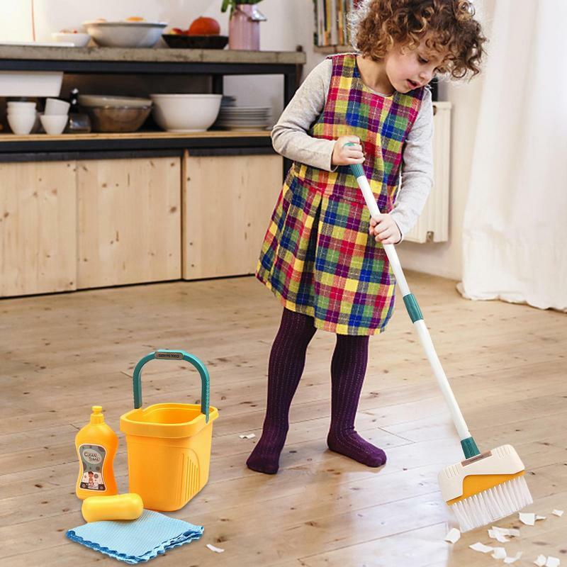 Pretend Play Cleaning Toy Set para Crianças, Kit de tarefa com vassoura, Pá de lixo, Escova Mop, Spray Garrafa, Raspador, Limpeza, 12Pcs