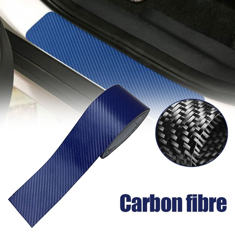 3D Carbon Fiber Car Sill Scuff Anti Scratch Threshold Sticker Decal Auto Car Trunk Door Sill Tape Protection Film Waterproof